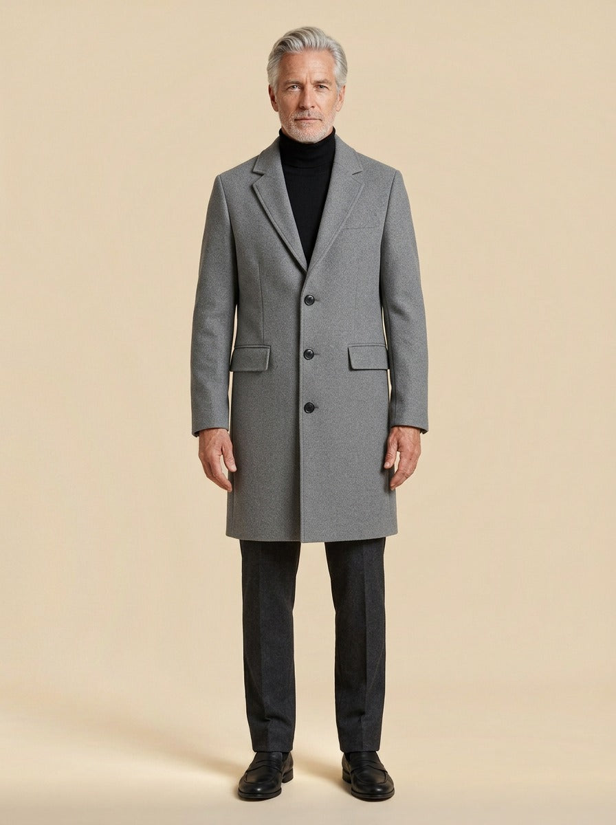 Templeton overcoat in Grey, studio, Gentlemens Manor
