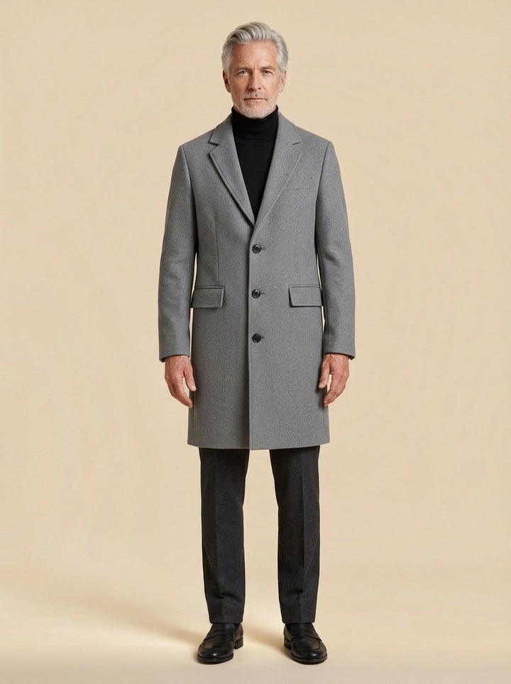 Templeton overcoat in Grey, studio, Gentlemens Manor