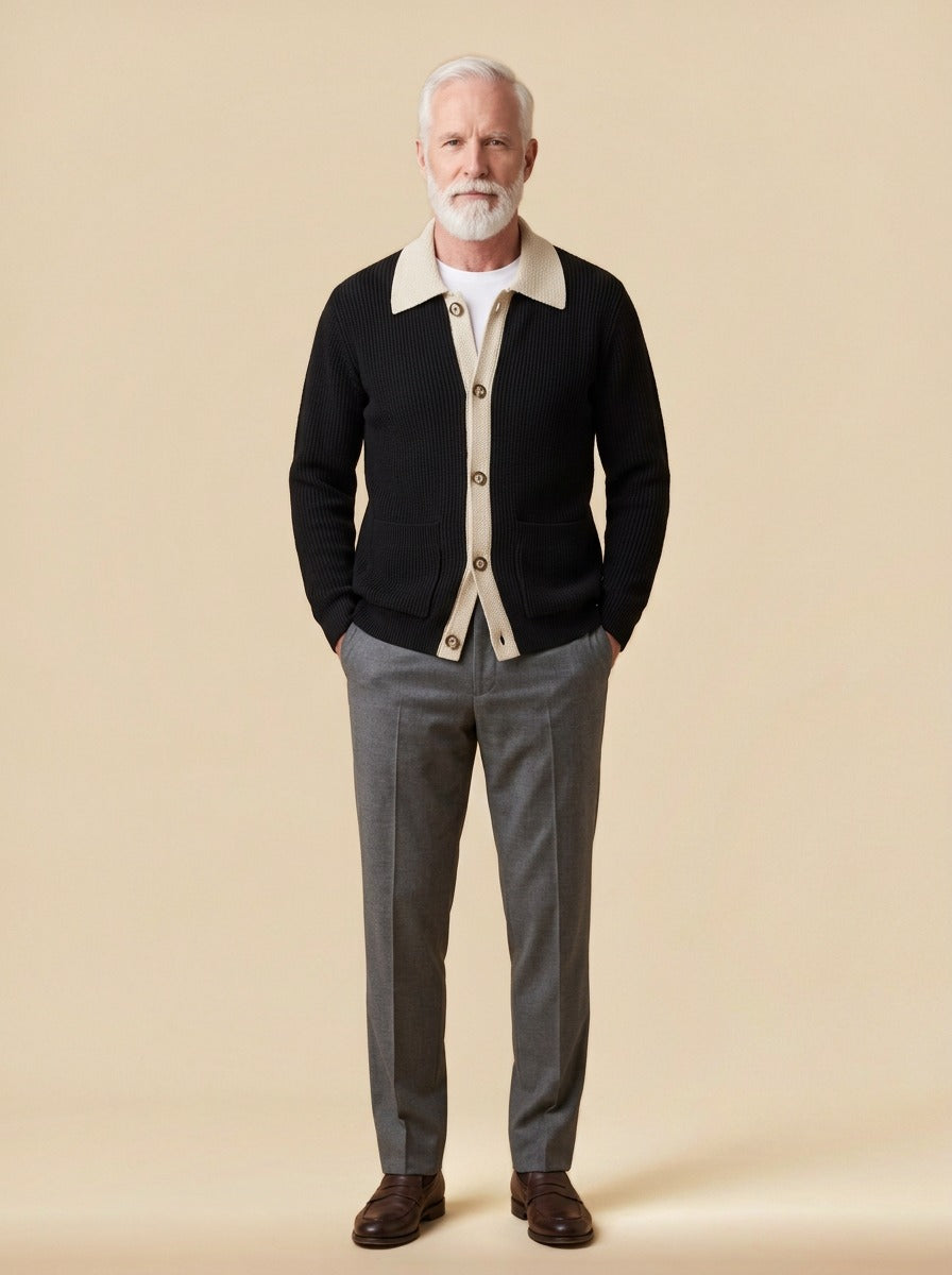Tennyson cardigan in Black, studio, Gentlemens Manor