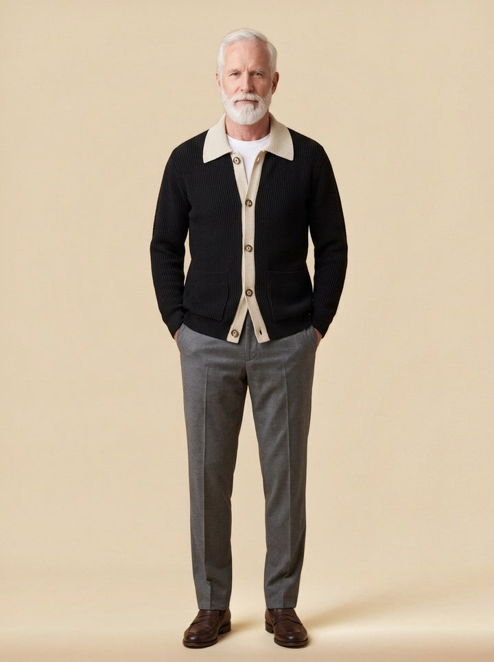 Tennyson cardigan in Black, studio, Gentlemens Manor