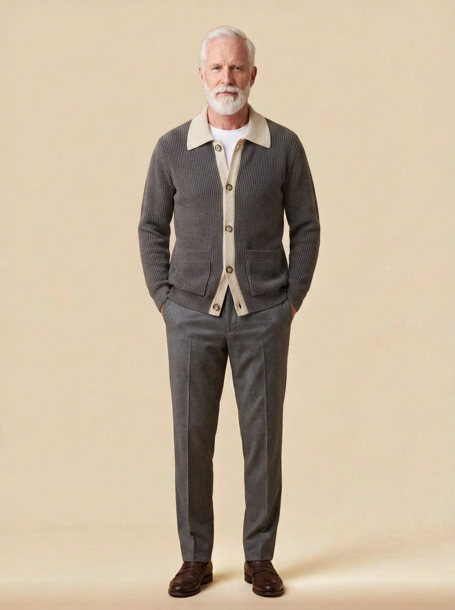 Tennyson cardigan in Grey, studio, Gentlemens Manor