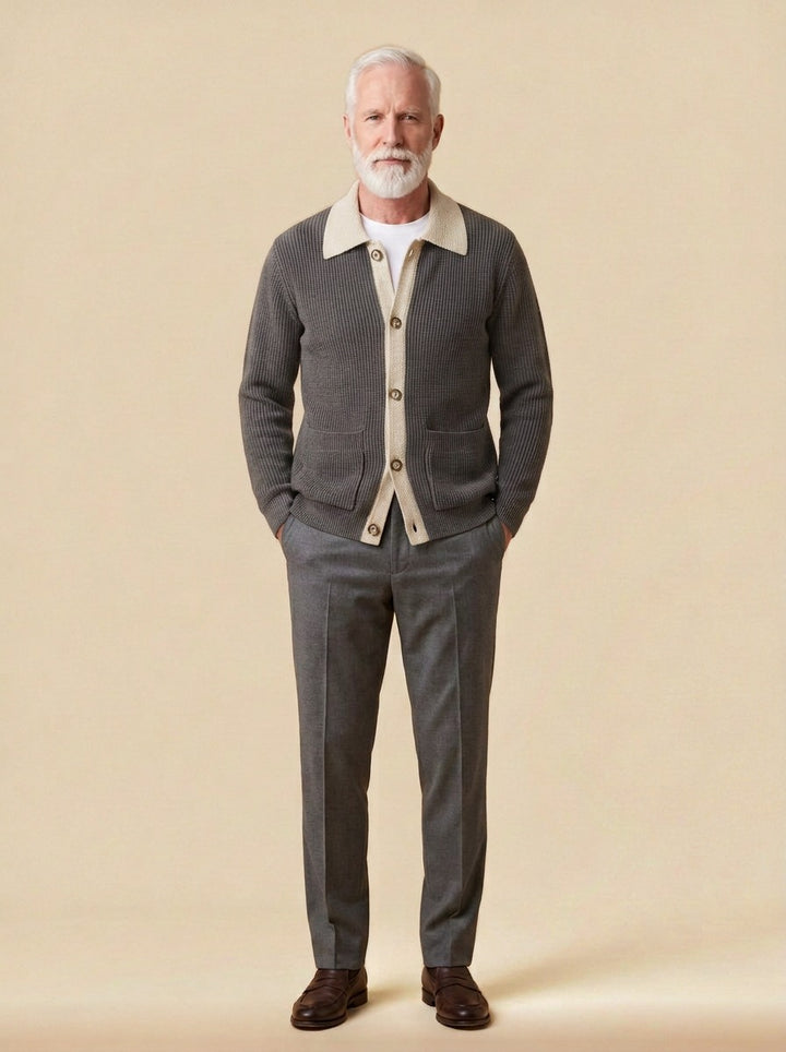 Tennyson cardigan in Grey, studio, Gentlemens Manor