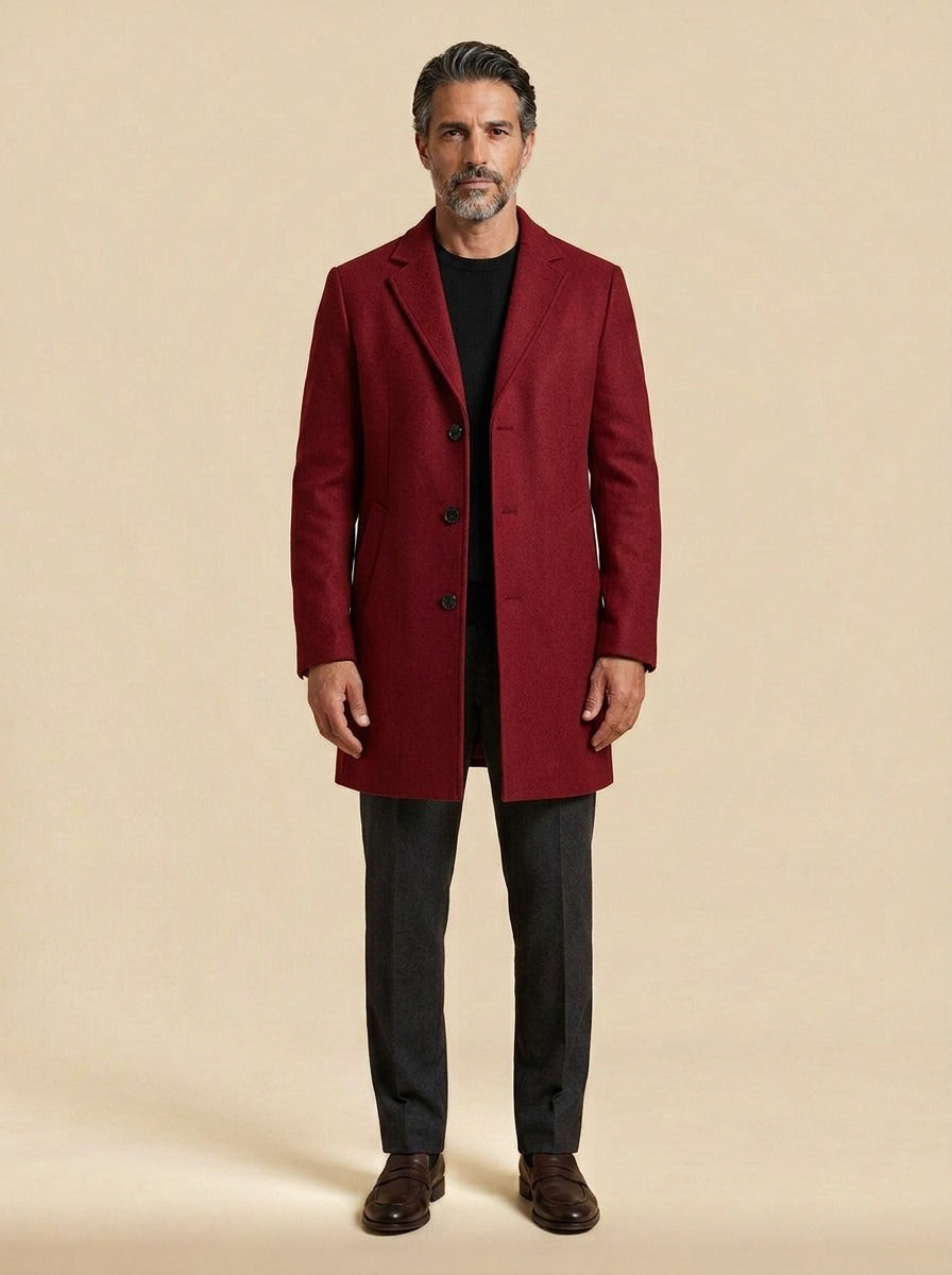 Thackeray overcoat in Red, studio, Gentlemens Manor