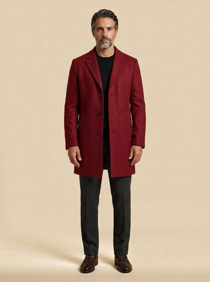 Thackeray overcoat in Red, studio, Gentlemens Manor