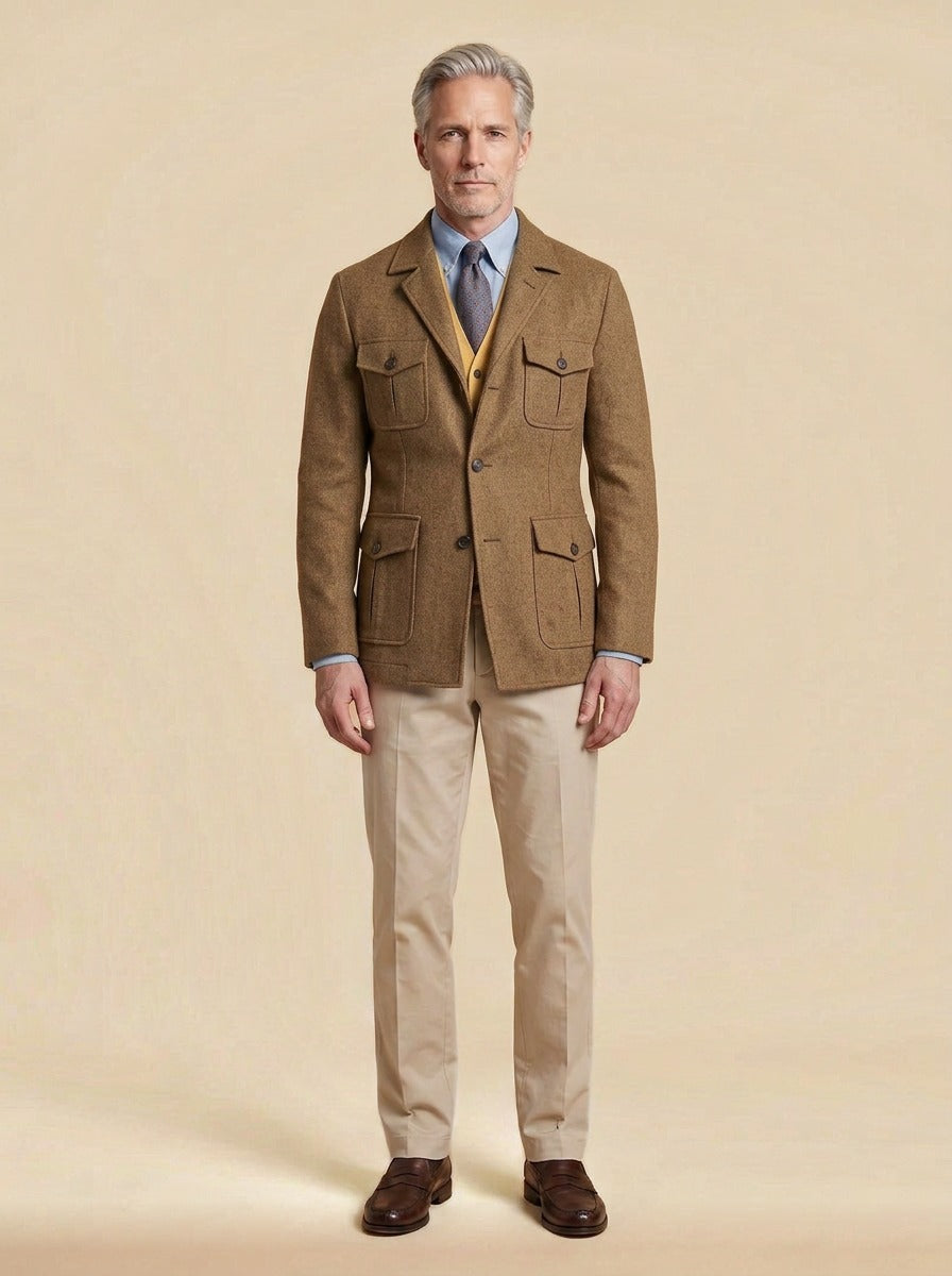Thaddeus tweed field blazer in Brown, studio, Gentlemens Manor