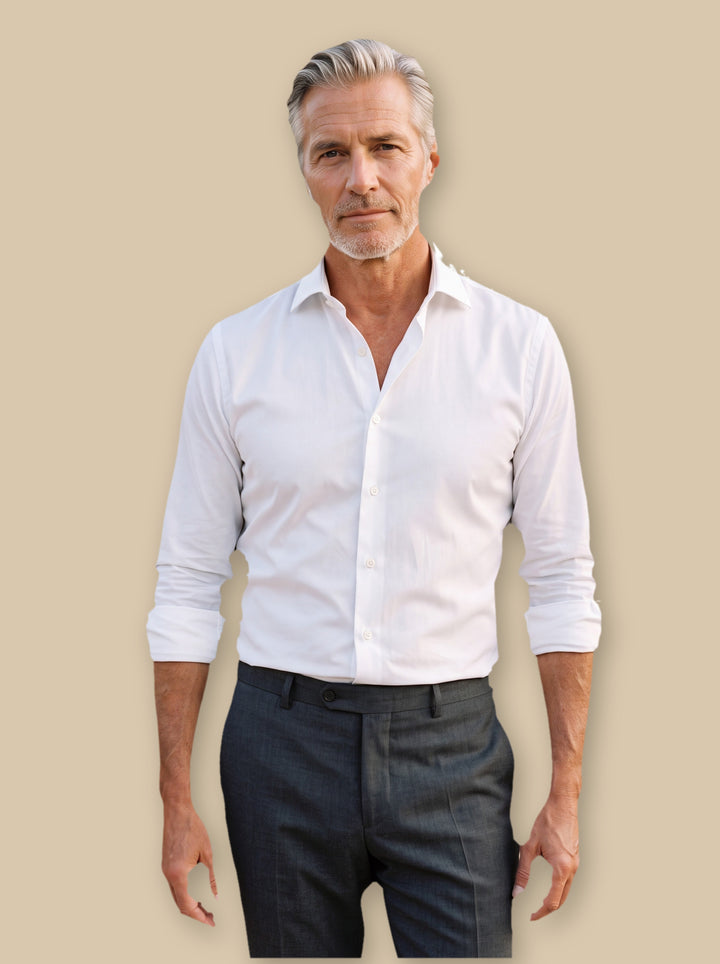 Theodore dress shirt in White, studio - Gentlemens Manor