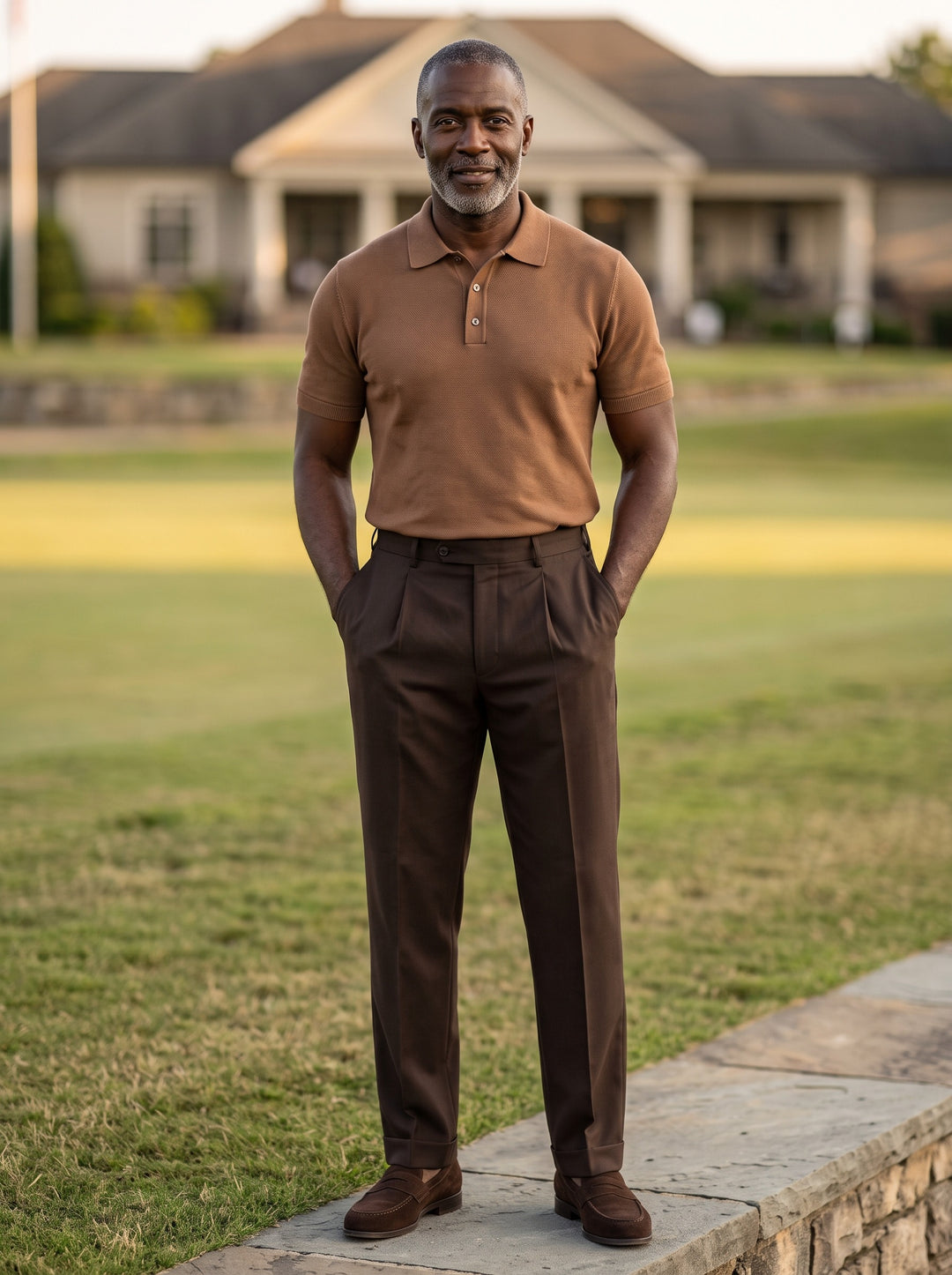 Thomas two piece set in Brown, lifestyle, Gentlemens Manor