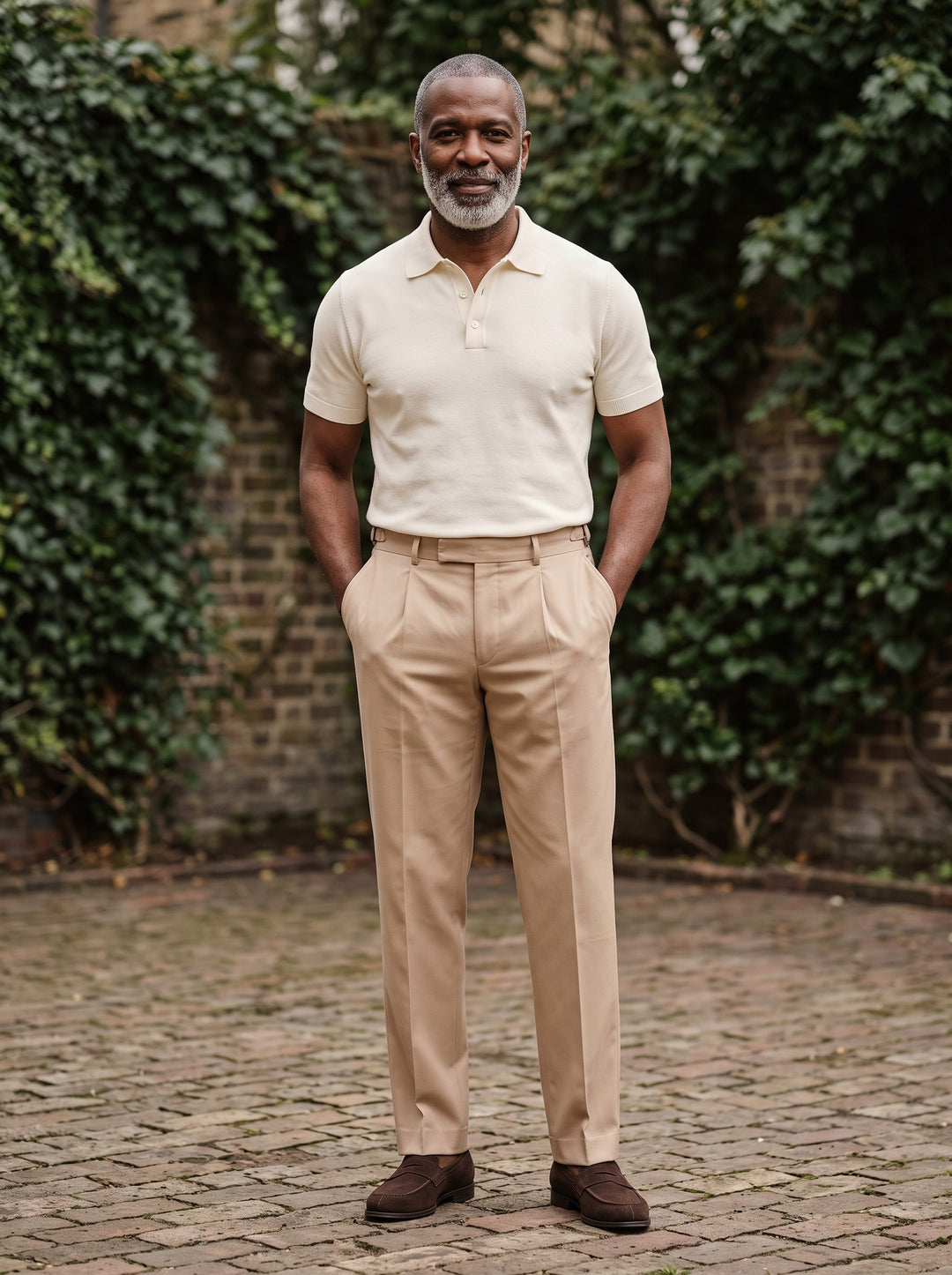 Thomas two piece set in Cream, lifestyle, Gentlemens Manor