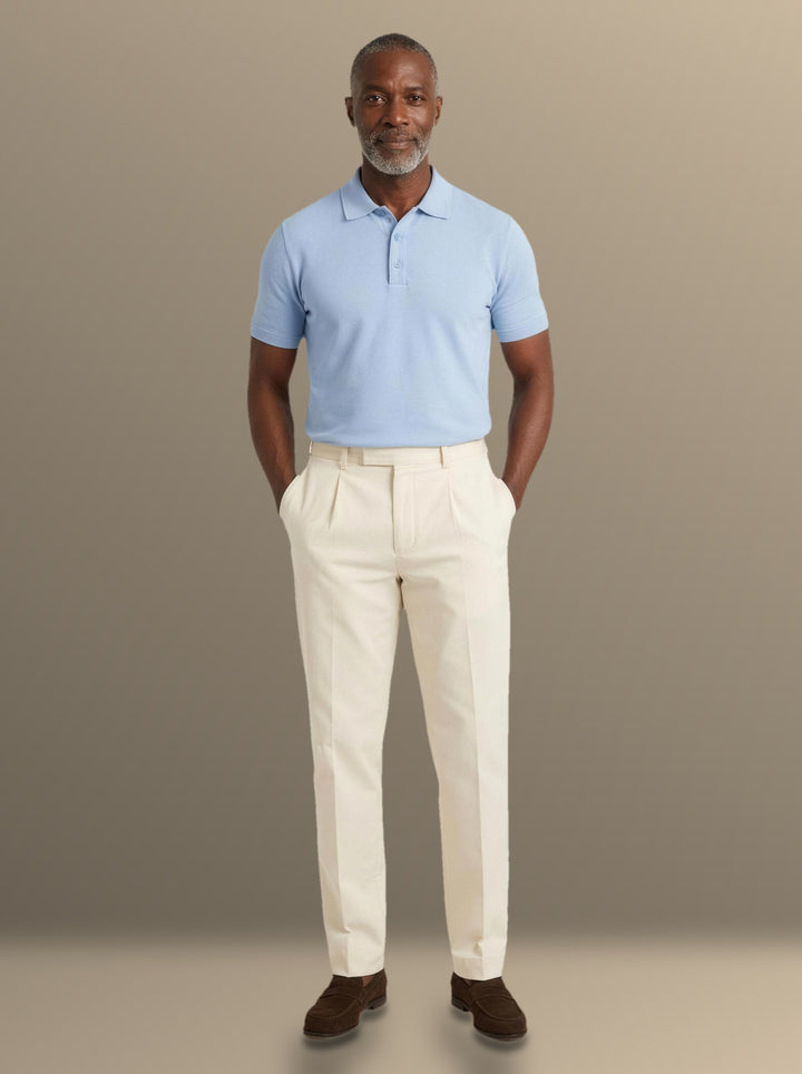 Thomas two piece set in Light Blue, studio, Gentlemens Manor