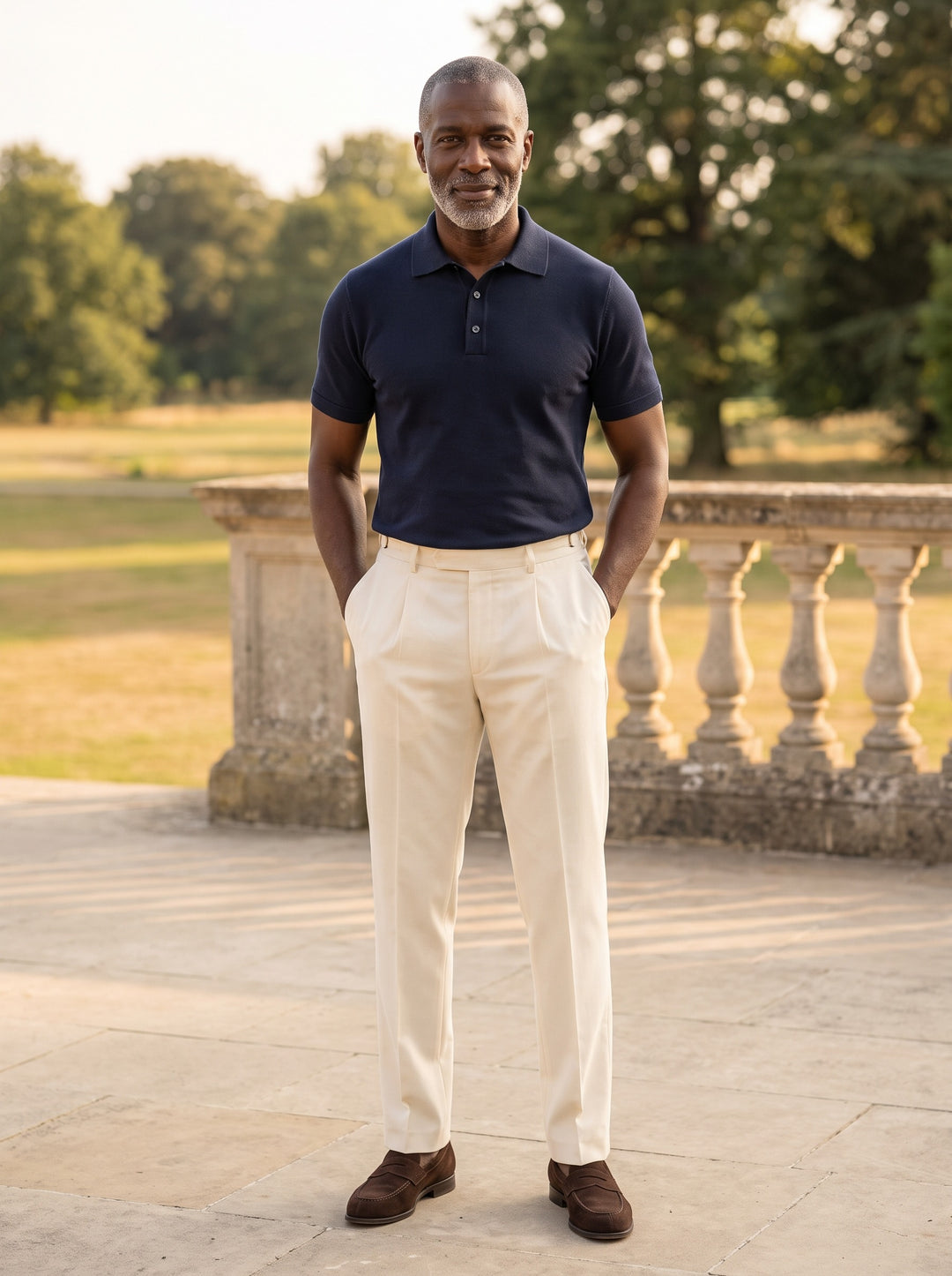 Thomas two piece set in Navy, lifestyle, Gentlemens Manor