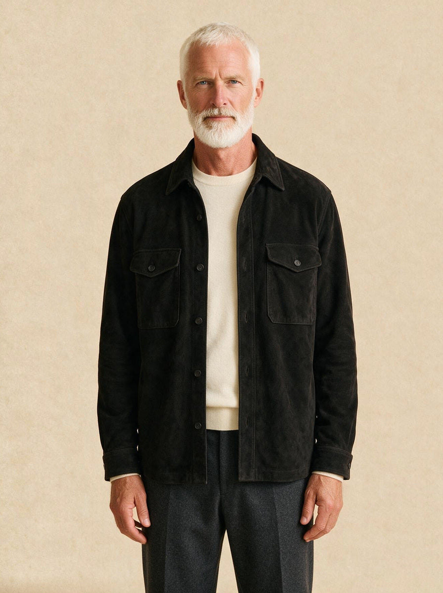 Thorne overshirt in Black, studio, Gentlemens Manor