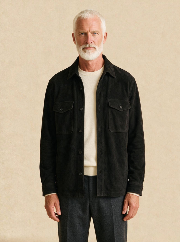 Thorne overshirt in Black, studio, Gentlemens Manor