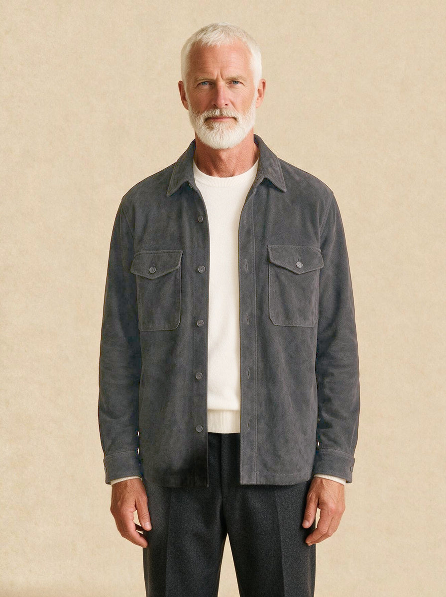 Thorne overshirt in Charcoal, studio, Gentlemens Manor