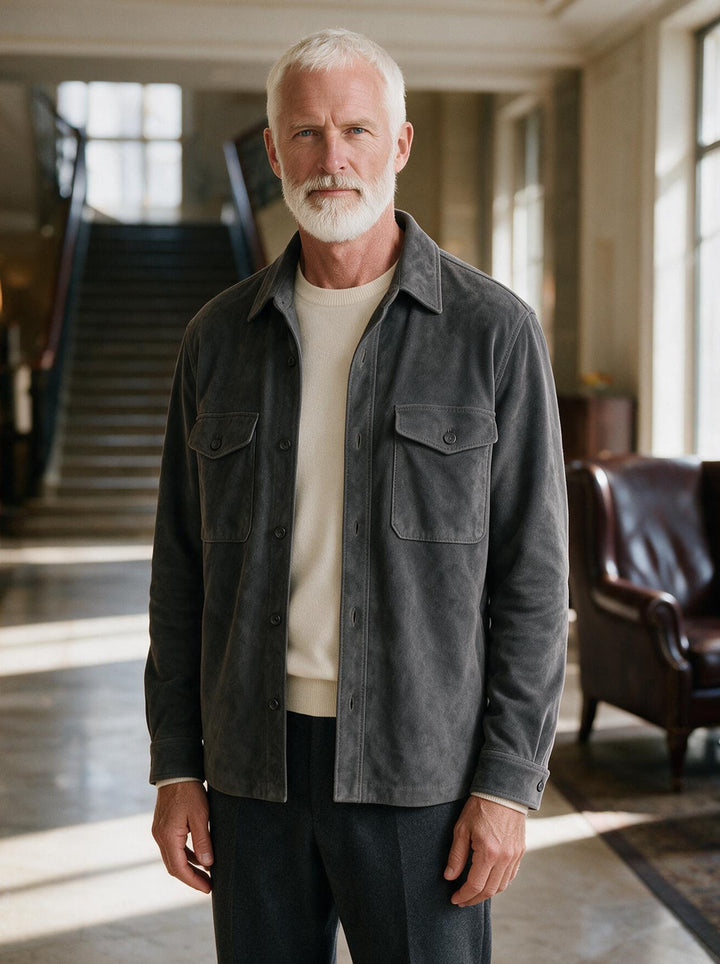Thorne overshirt in Grey, lifestyle, Gentlemens Manor