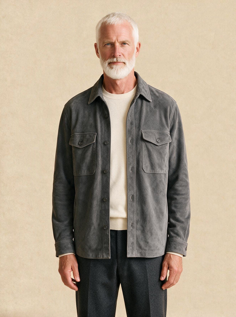 Thorne overshirt in Grey, studio, Gentlemens Manor