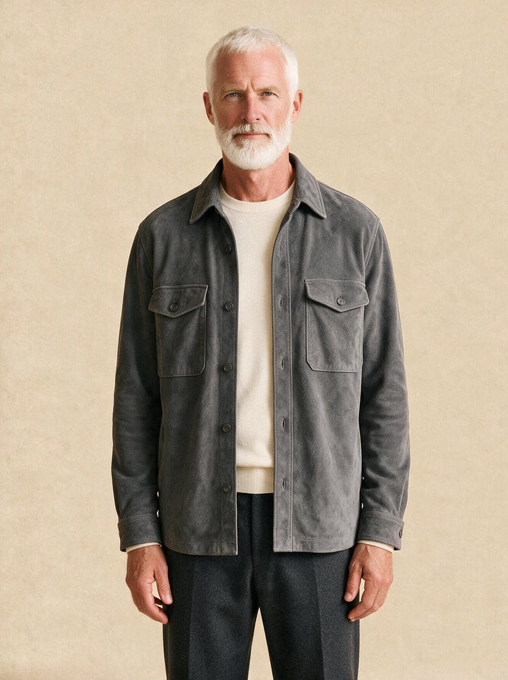 Thorne overshirt in Grey, studio, Gentlemens Manor