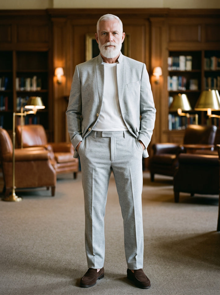 Thurston two piece set in Grey, lifestyle, Gentlemens Manor