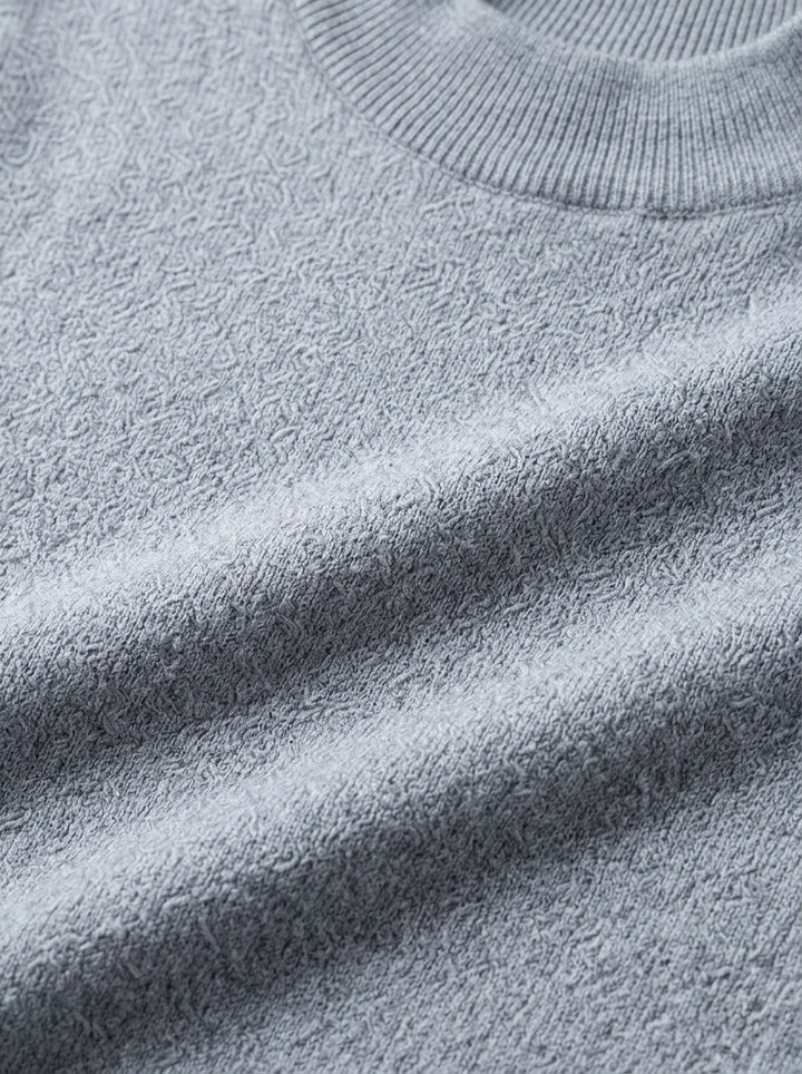 Tilbury textured fleece lined mock neck sweater, fabric close up, Gentlemens Manor