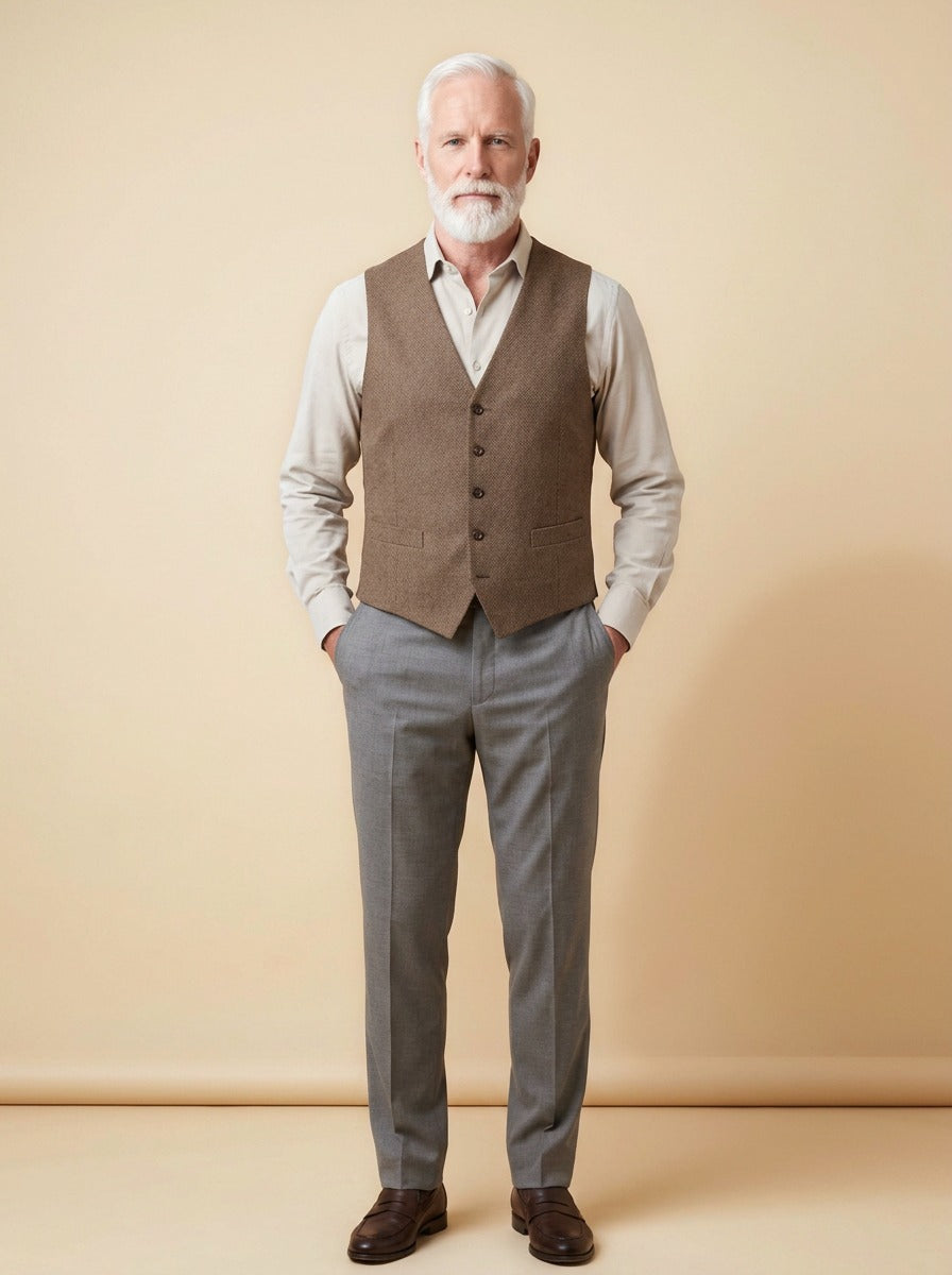 Tobias waistcoat in Brown, studio, Gentlemens Manor
