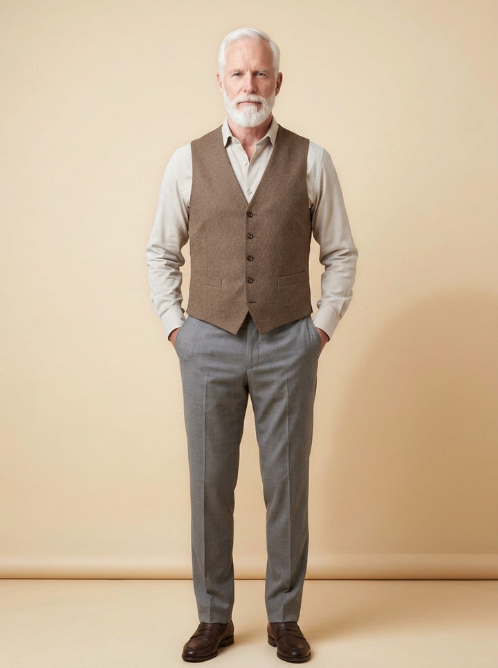 Tobias waistcoat in Brown, studio, Gentlemens Manor