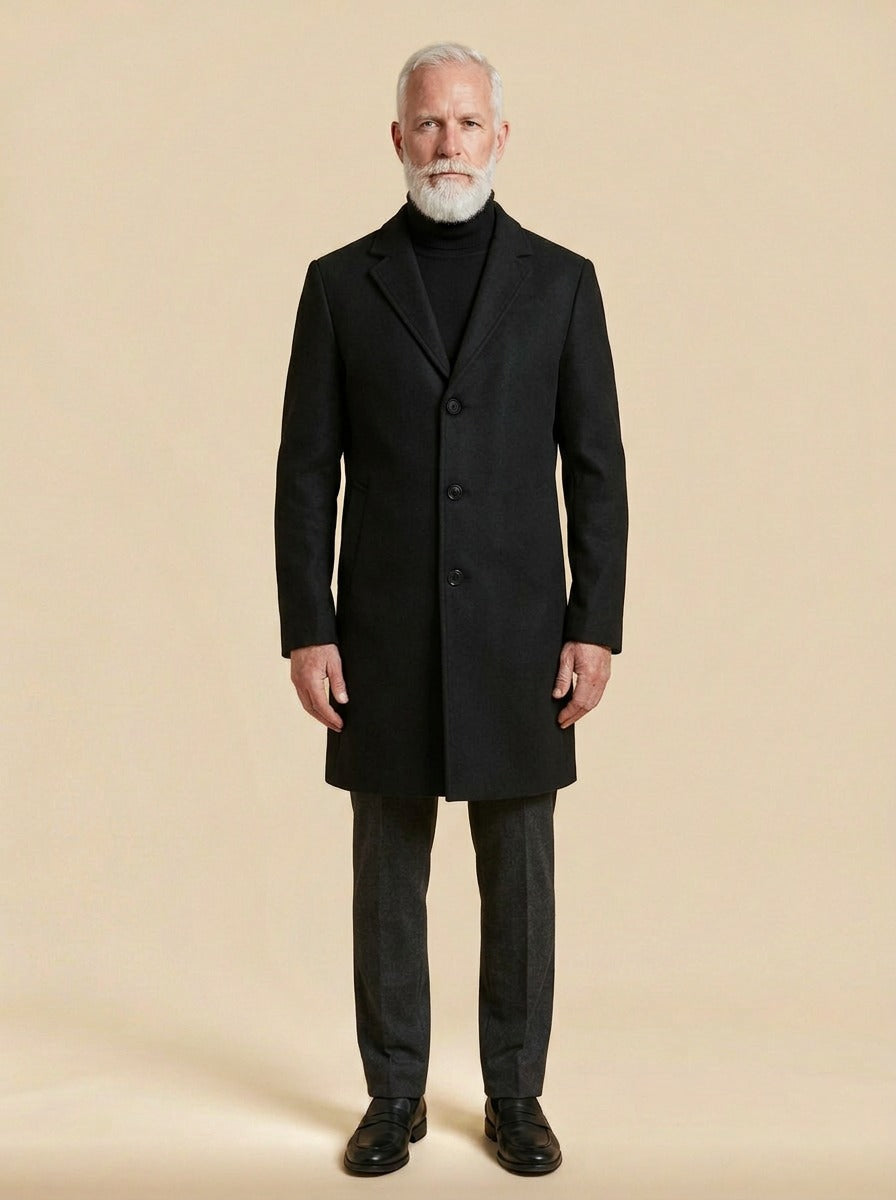 Townsend overcoat in Black, studio, Gentlemens Manor