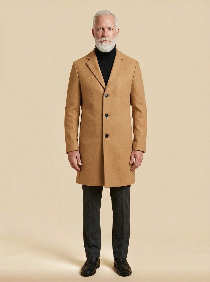 Townsend overcoat in Camel, studio, Gentlemens Manor