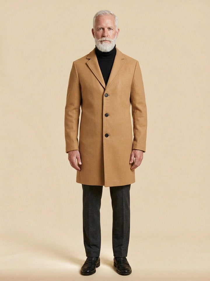 Townsend overcoat in Camel, studio, Gentlemens Manor