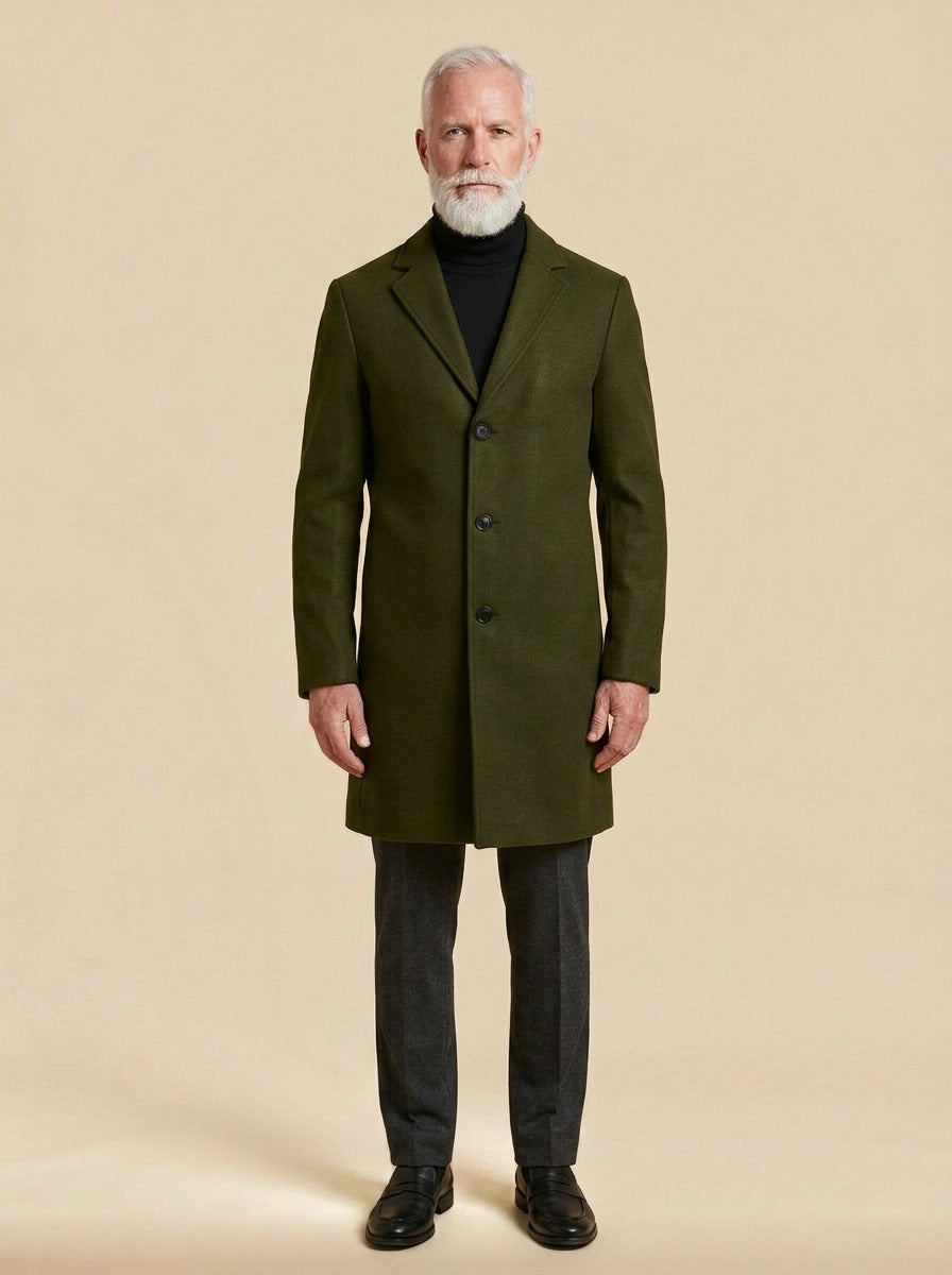 Townsend overcoat in Olive, studio, Gentlemens Manor
