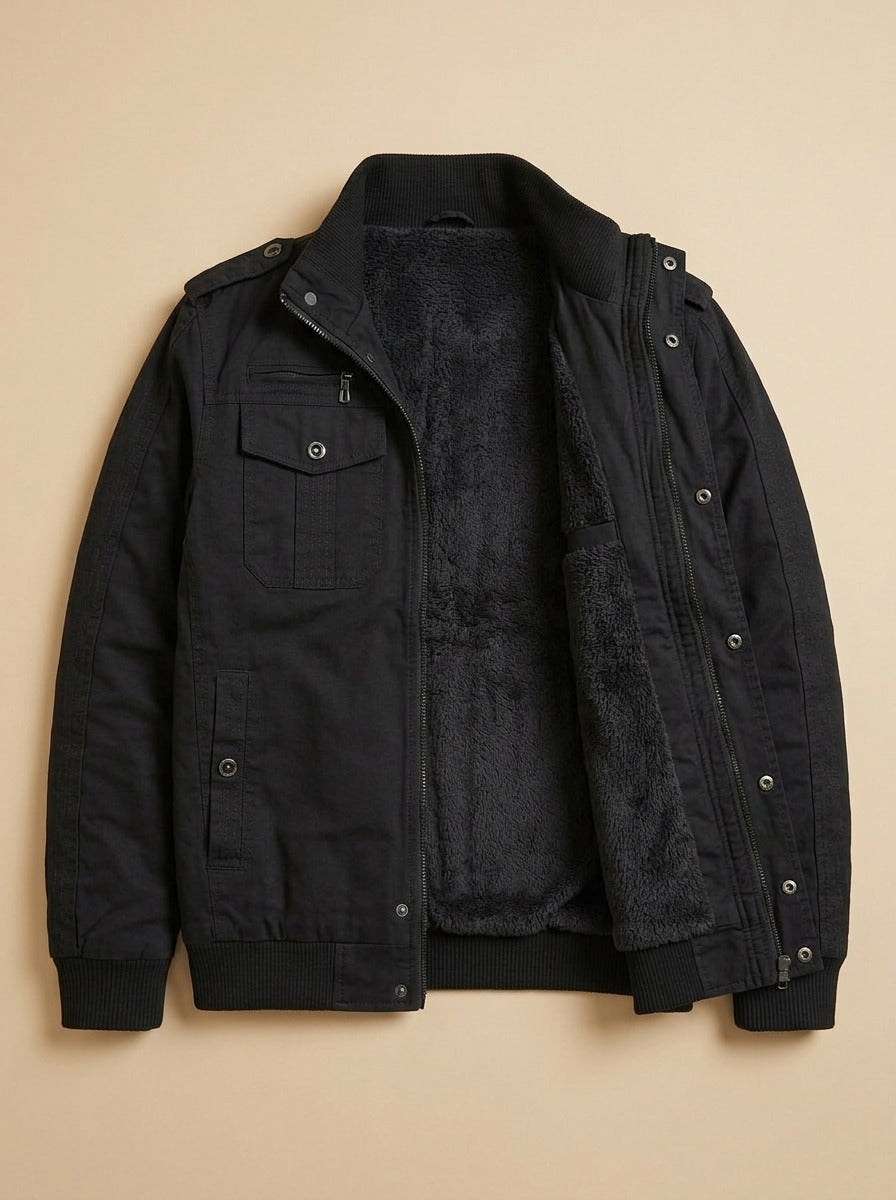 Tucker field jacket in Black, inside view, Gentlemens Manor