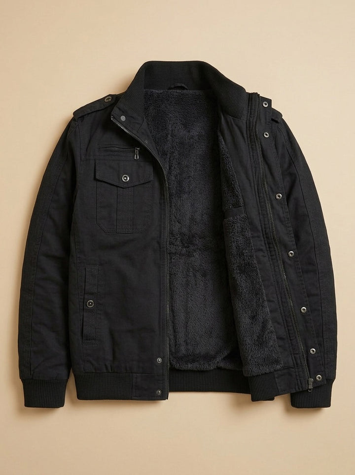 Tucker field jacket in Black, inside view, Gentlemens Manor