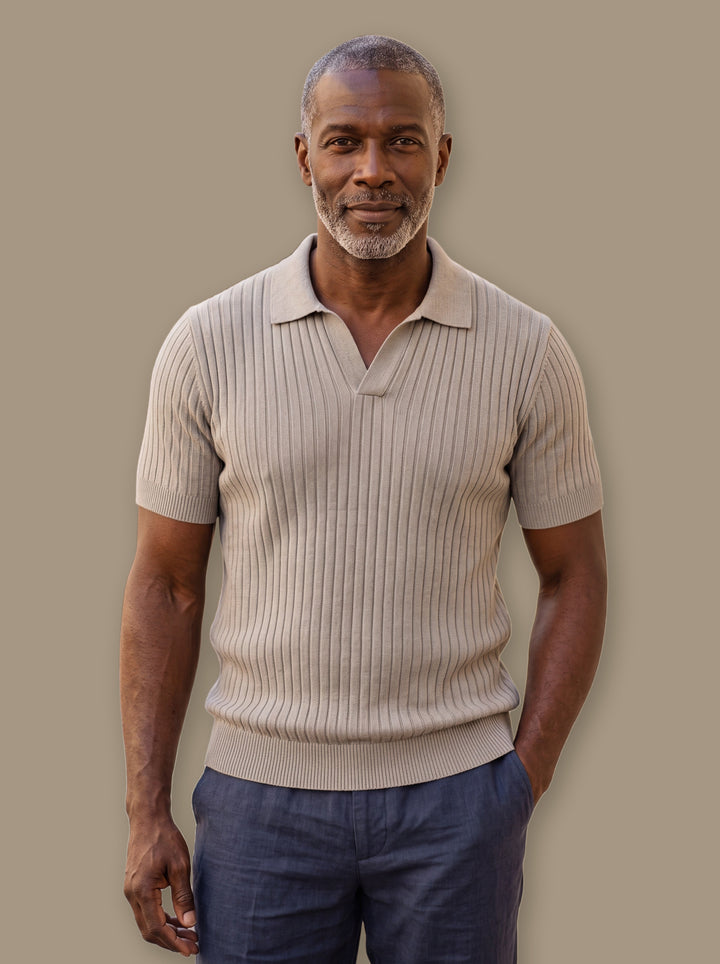 Vernon polo shirt in Light Grey, studio - Gentlemens Manor