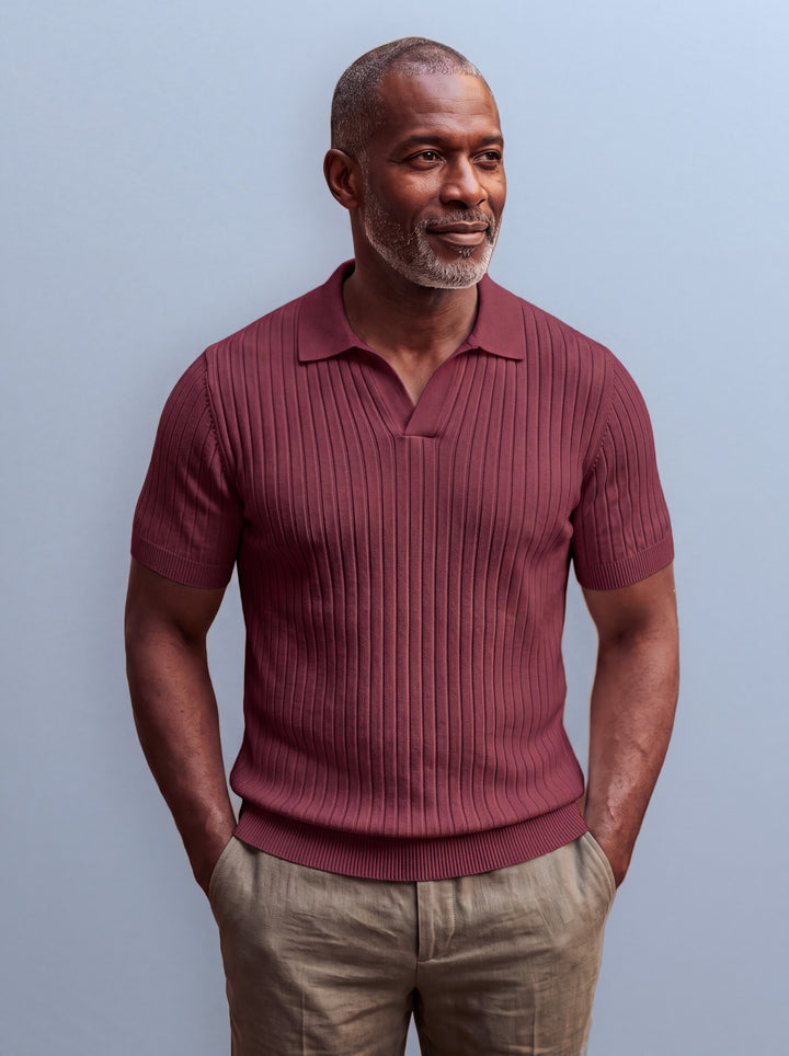 Vernon polo shirt in Maroon, studio - Gentlemens Manor