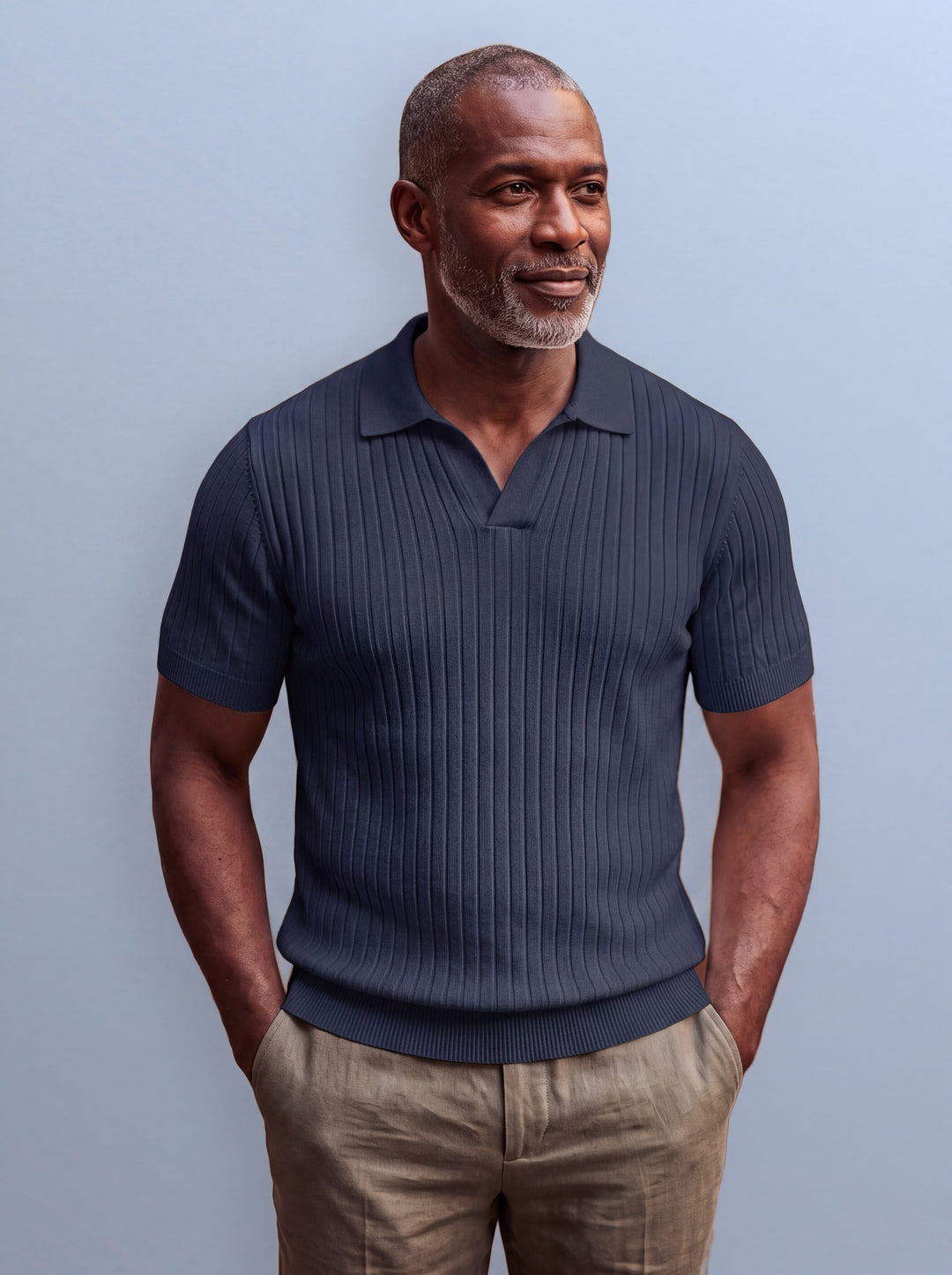 Vernon polo shirt in Navy Blue, studio - Gentlemens Manor