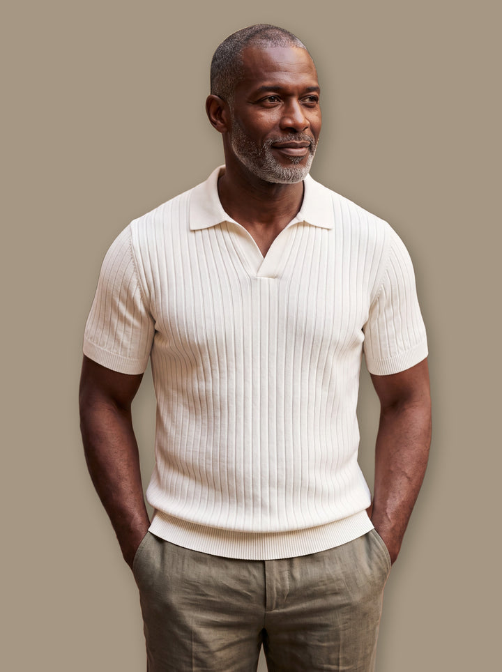 Vernon polo shirt in White, studio - Gentlemens Manor