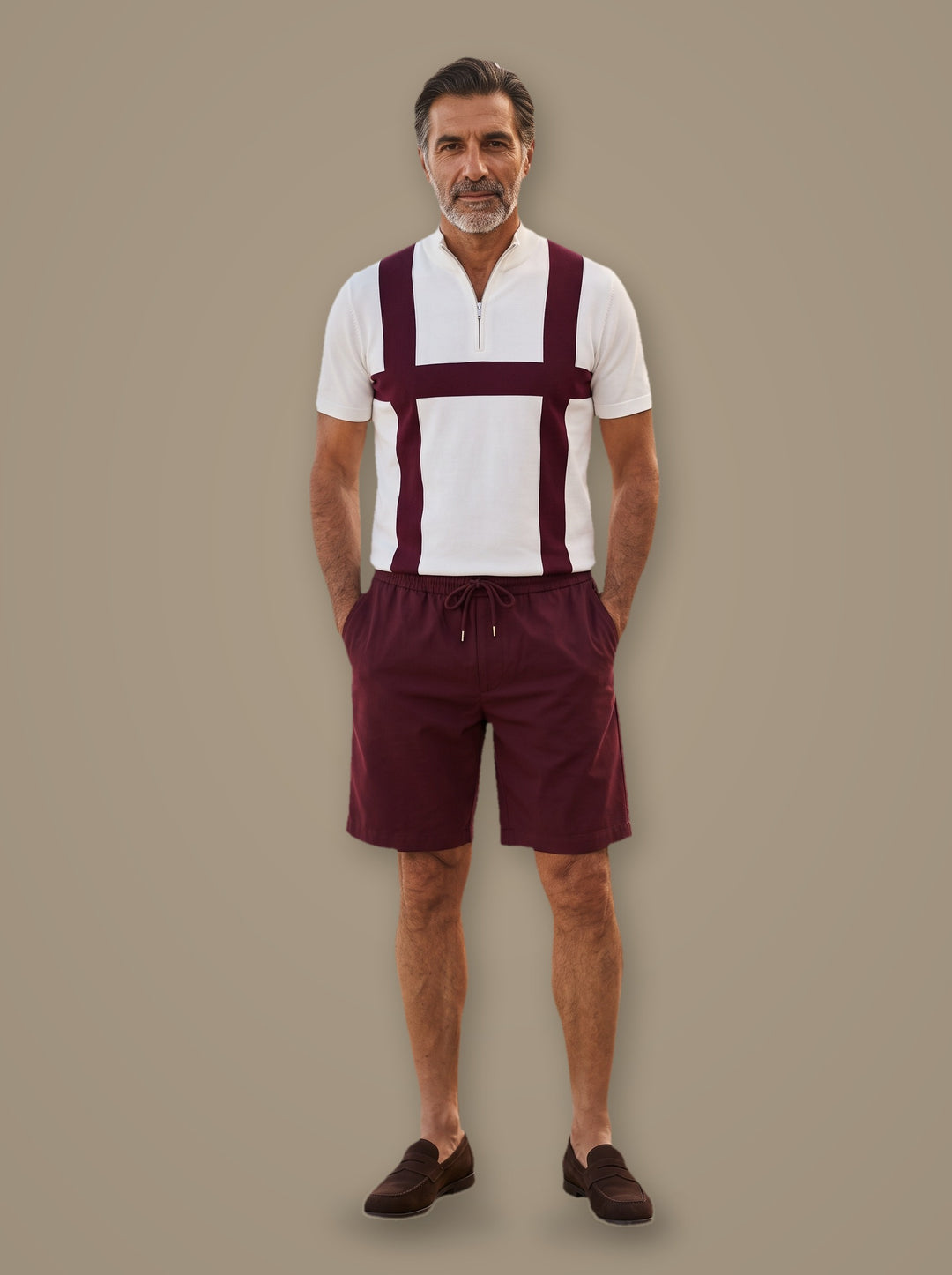 Victor two piece set in Burgundy, studio, Gentlemens Manor