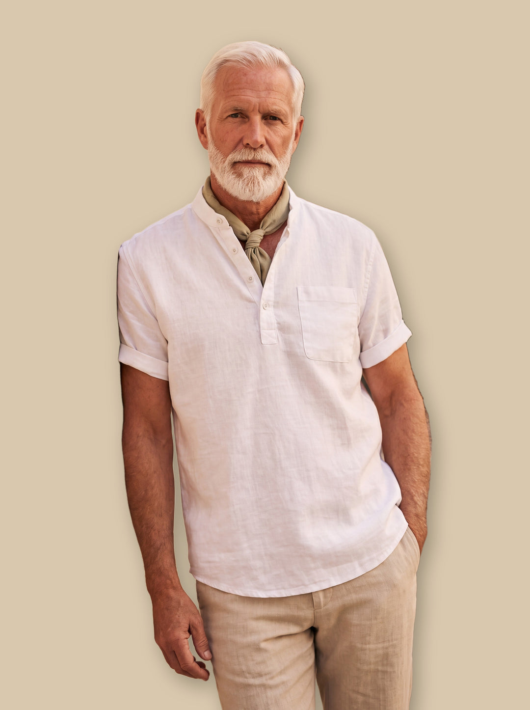 Vincent linen shirt in White, studio - Gentlemens Manor