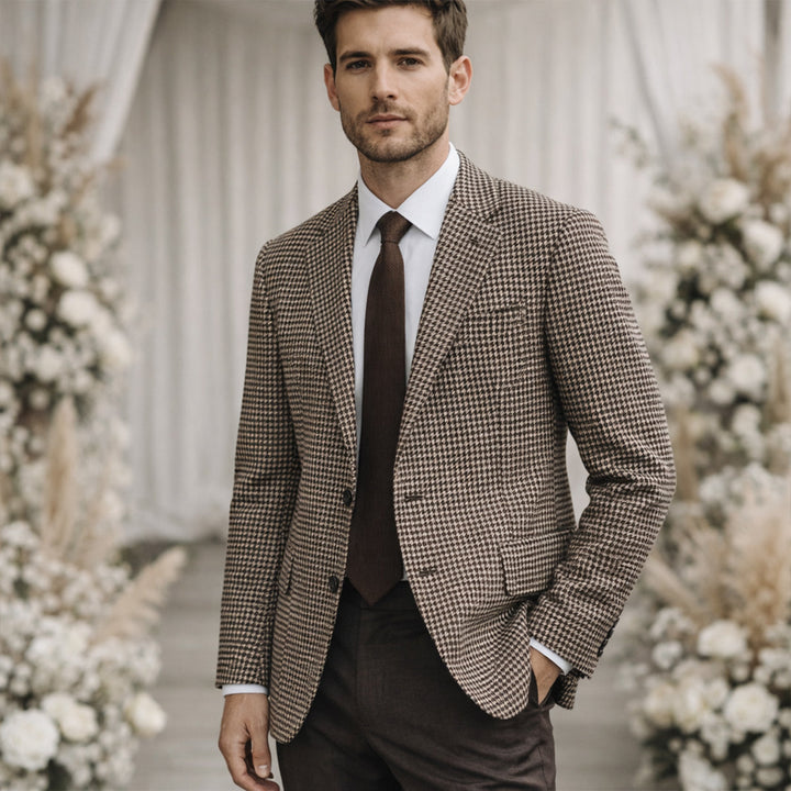 The Lezzeno Men’s Casual Retro Tweed Wool Blazer