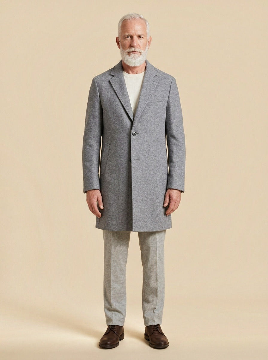 Wadsworth topcoat in Grey, studio, Gentlemens Manor
