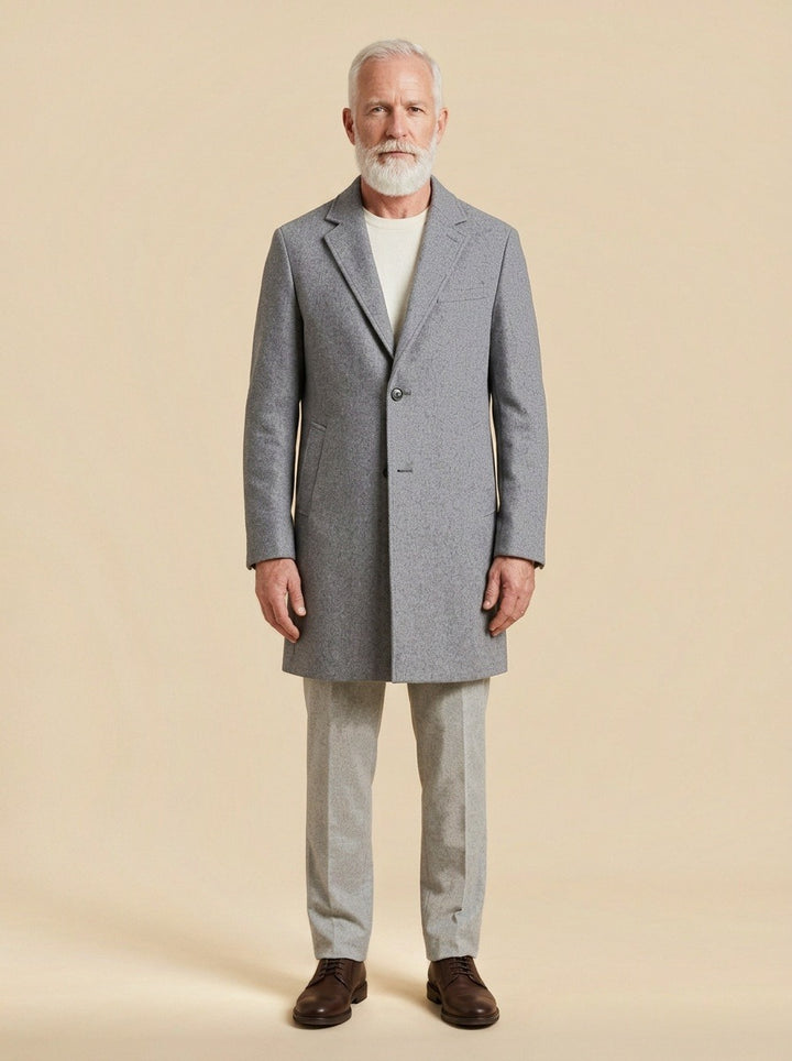 Wadsworth topcoat in Grey, studio, Gentlemens Manor