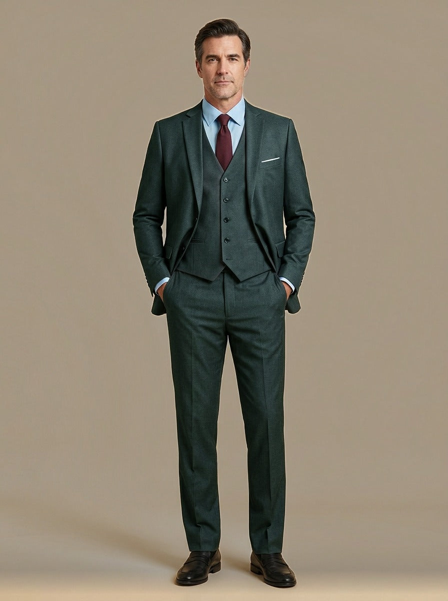 Walker three piece suit in Green, studio, Gentlemens Manor
