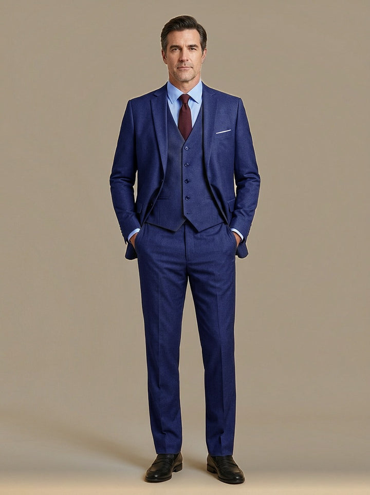 Walker three piece suit in Navy, studio, Gentlemens Manor