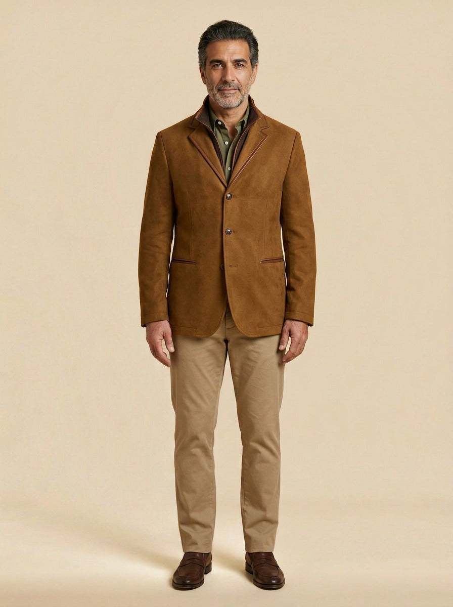 Walton field blazer layered collar in Cognac, studio, Gentlemens Manor