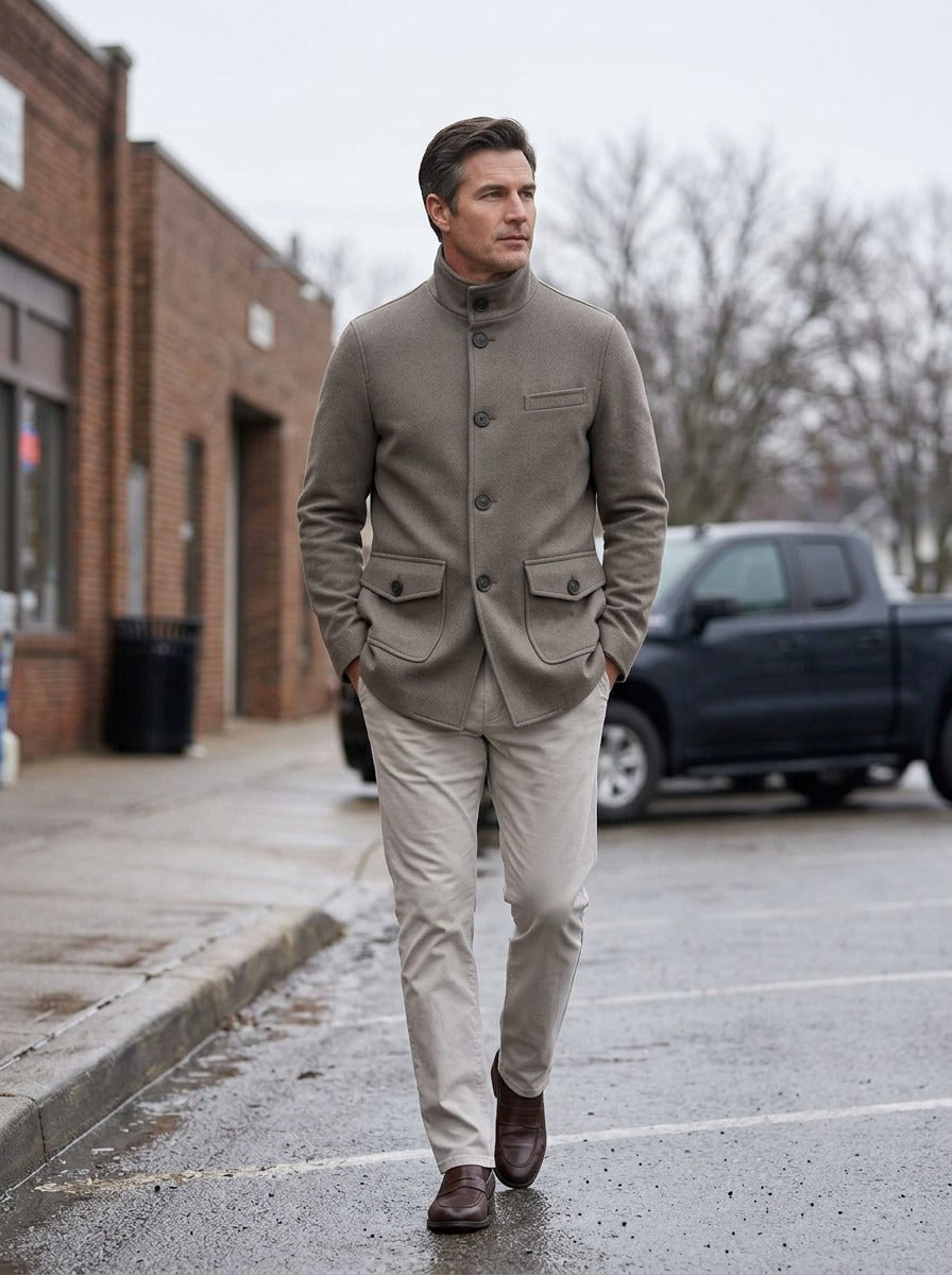 Warner field jacket in Grey, lifestyle, Gentlemens Manor