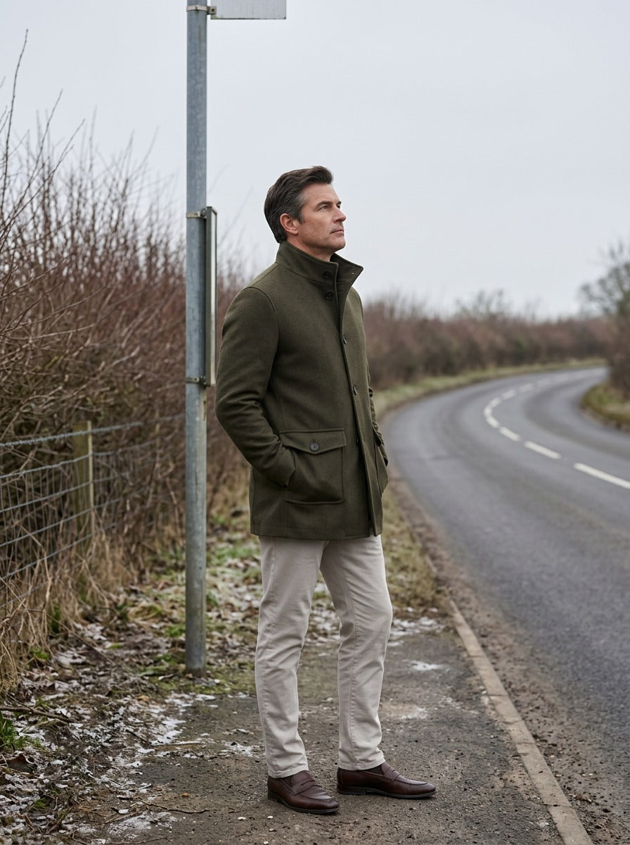 Warner field jacket in Olive, lifestyle, Gentlemens Manor