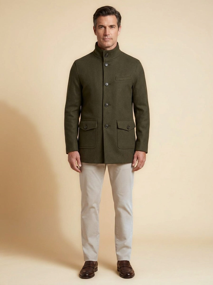 Warner field jacket in Olive, studio, Gentlemens Manor