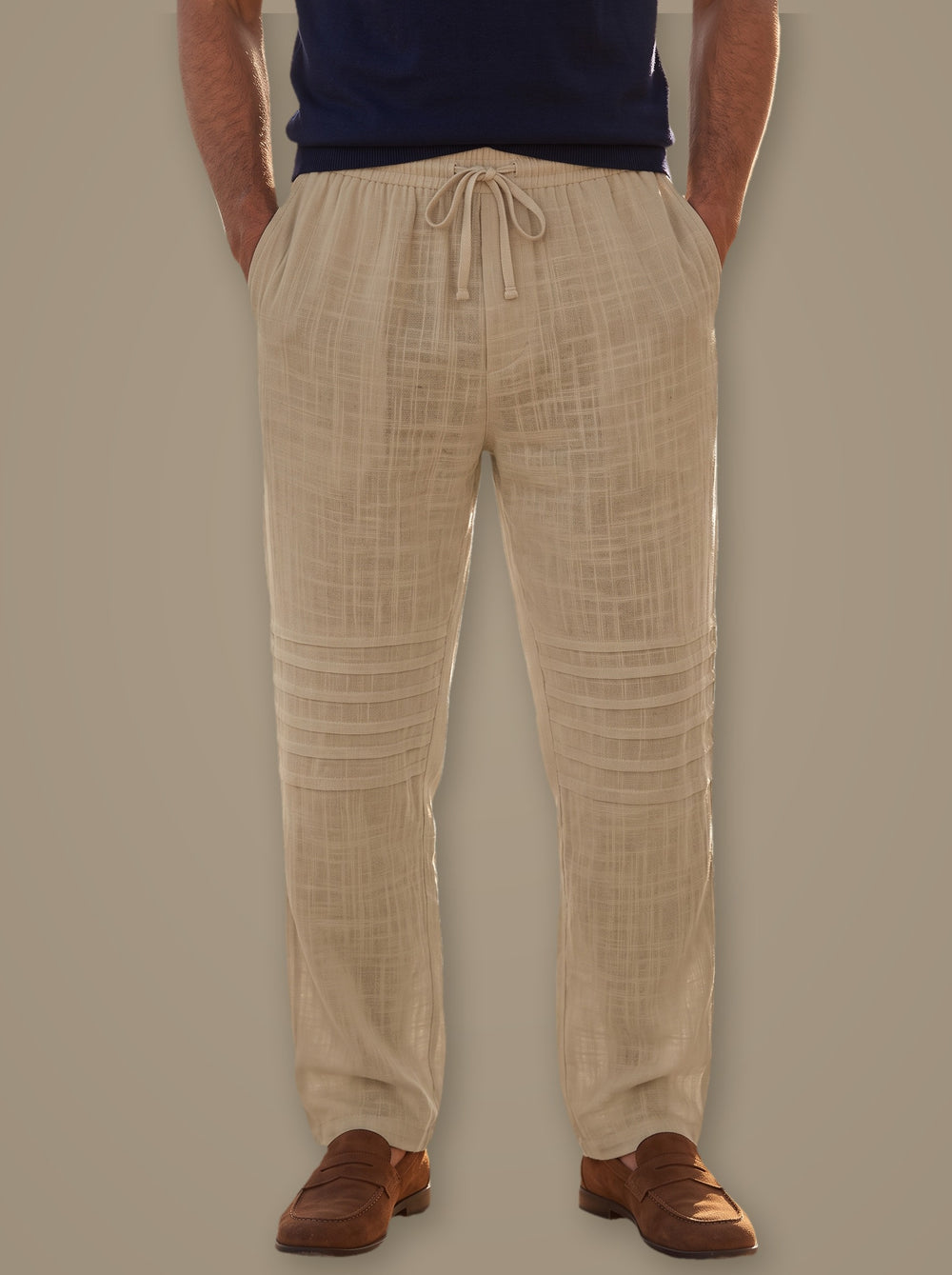 Warren linen summer pants in Beige, studio, Gentlemens Manor