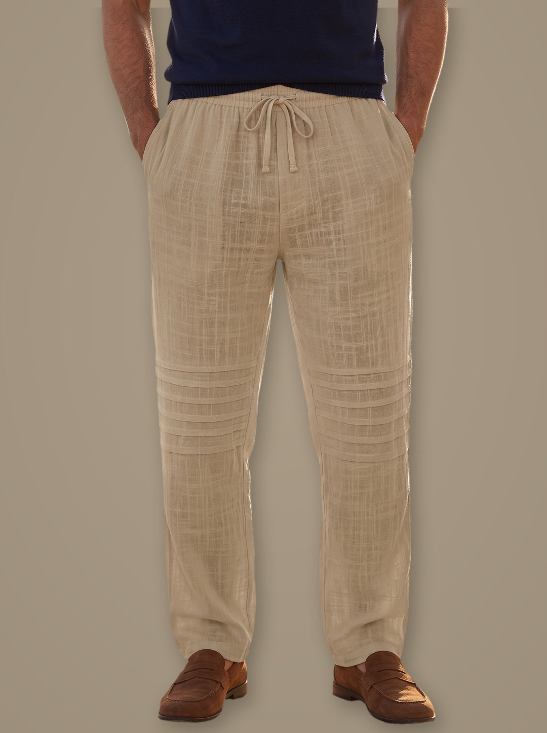 Warren linen summer pants in Beige, studio, Gentlemens Manor
