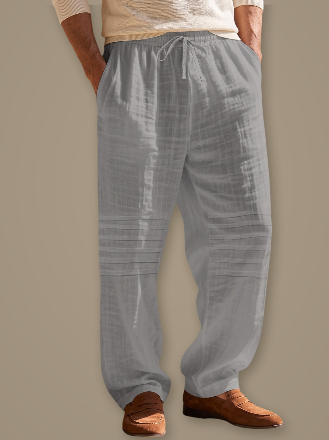 Warren linen summer pants in Grey, studio, Gentlemens Manor