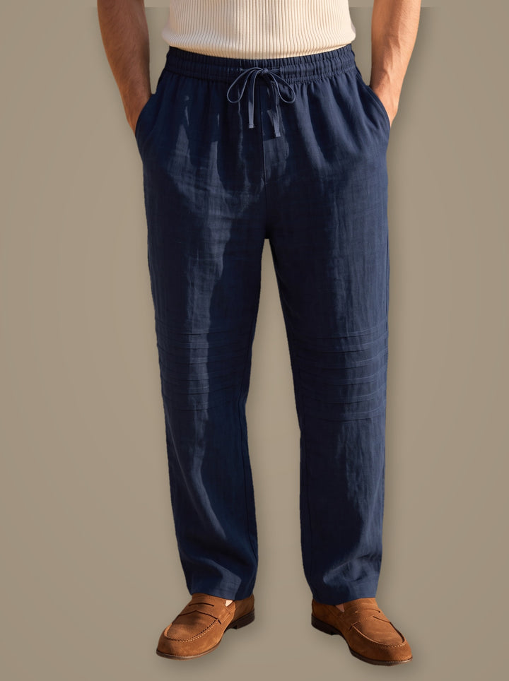 Warren linen summer pants in Navy, studio, Gentlemens Manor