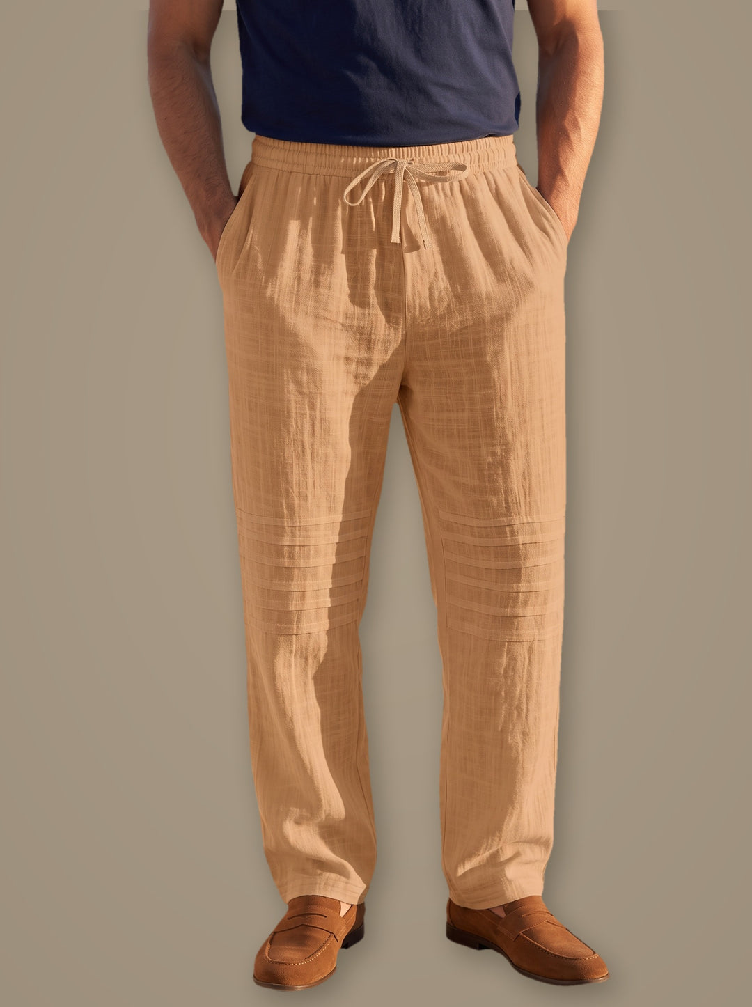 Warren linen summer pants in Sand, studio, Gentlemens Manor